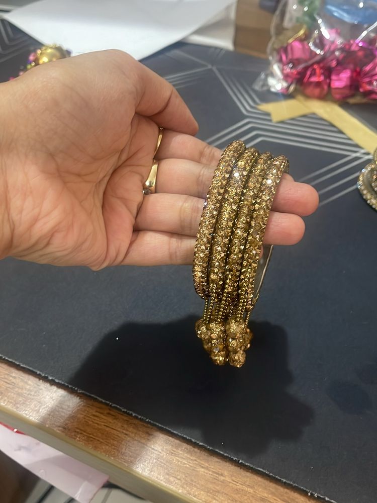 Golden Bangles With Latkan