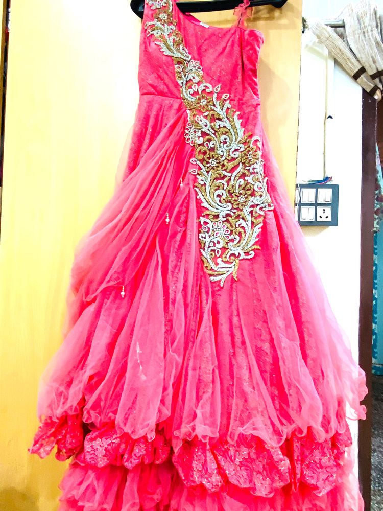 brand: dc fashion gown  carrot pink color