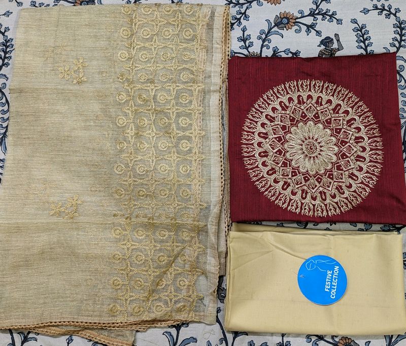 Women's  Churidar Kurta Material With Thread Work