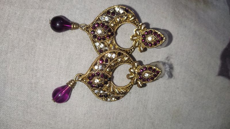 Purple And Golden jhumka