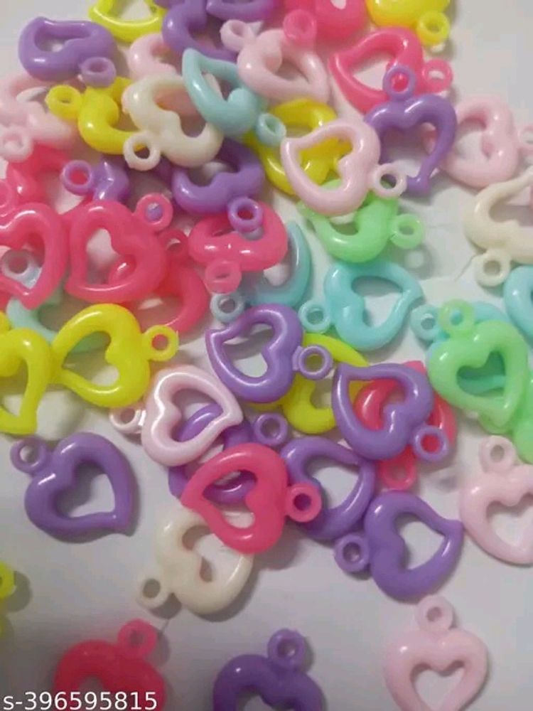 Plastic Heart Charms 50 Pcs