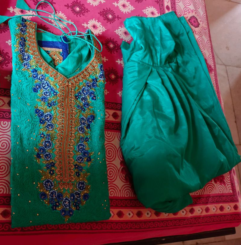 Kurta With Patiyala Salwar Suit Set One Time Used