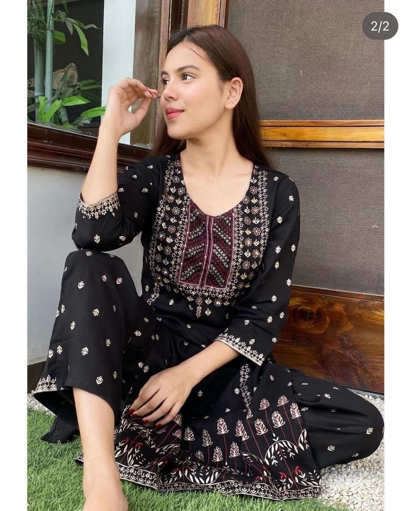 Black Kurta Palazzo With Dupatta