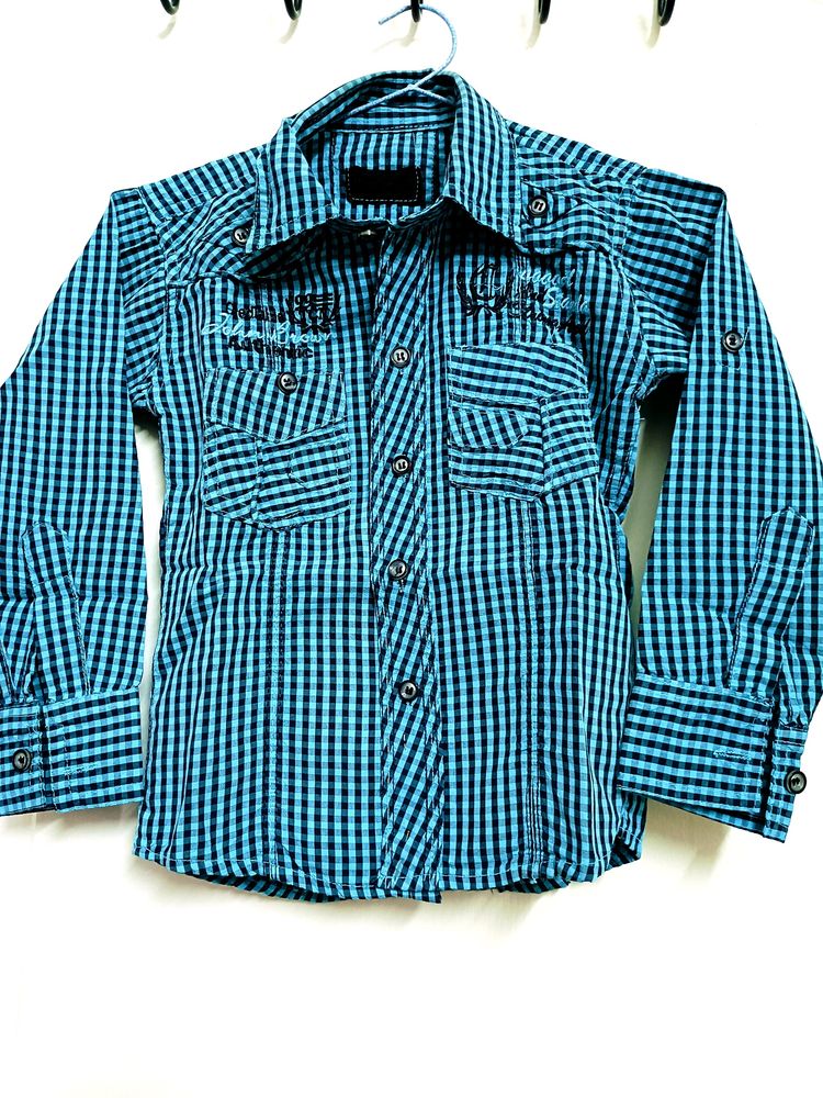 Cotton Check Full Sleeve Shirt For 1 To 2 Year Boy