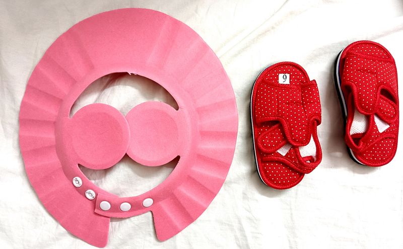 Baby Cotton Sandals  And Bath Cap