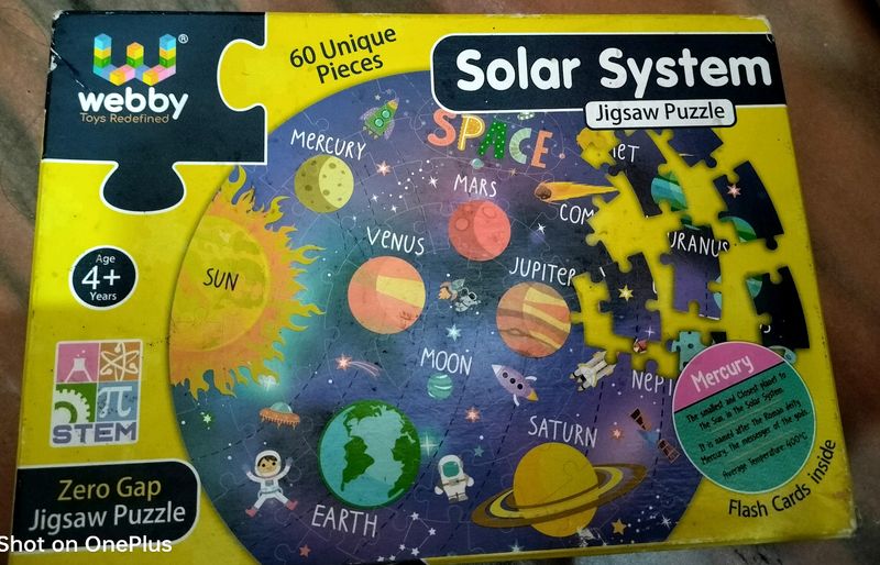 Solar System Jigsaw Puzzle 60 Pcs with Flash Cards