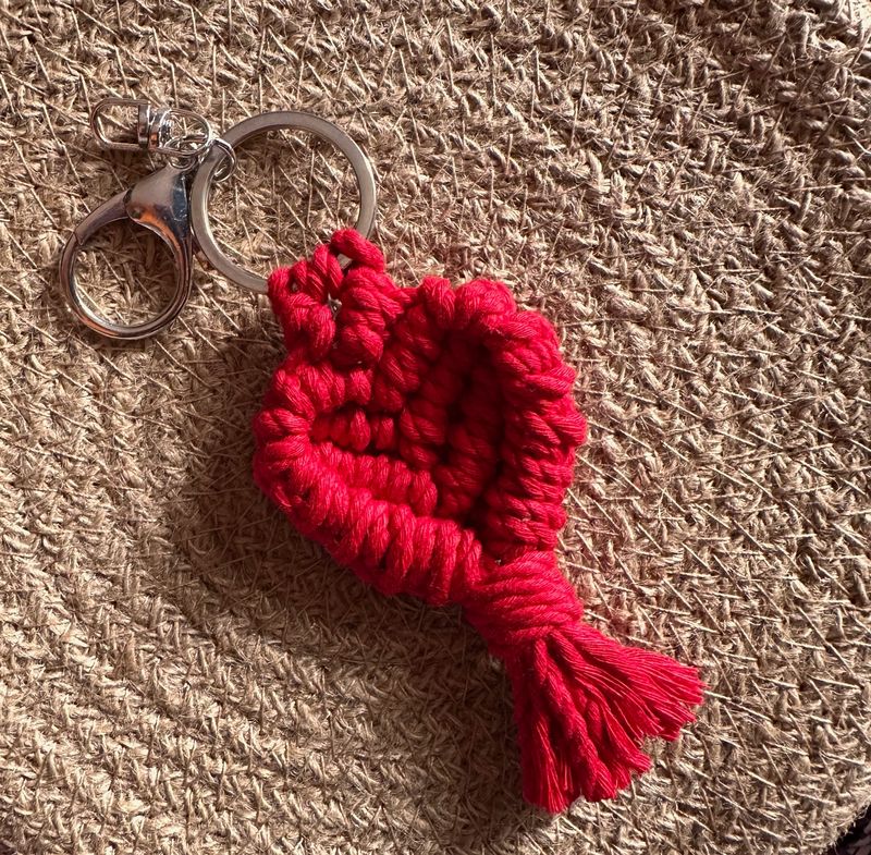 Heart macrame Keychain - RED