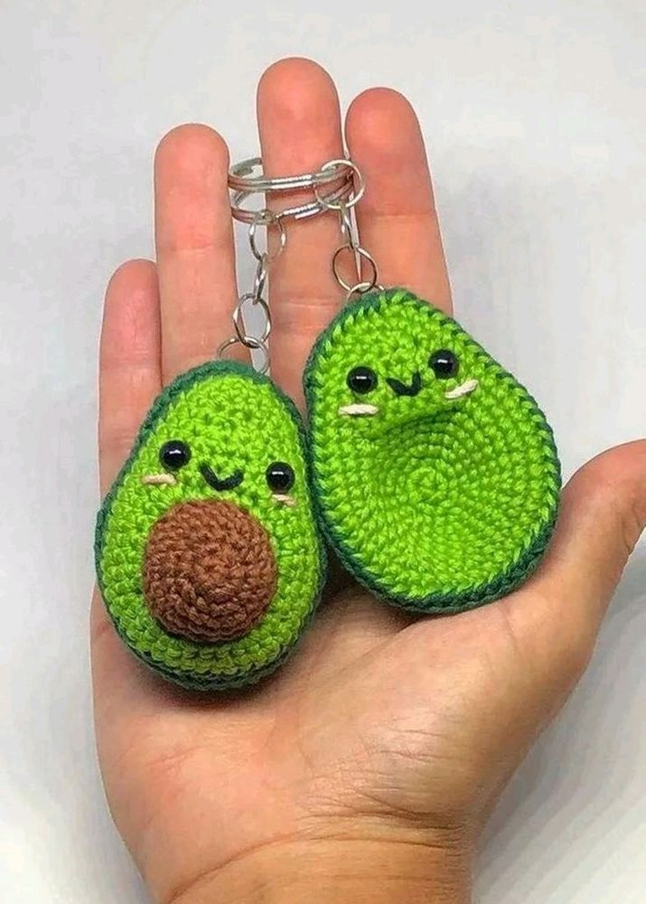 Avacado Crochet Couple Keychain