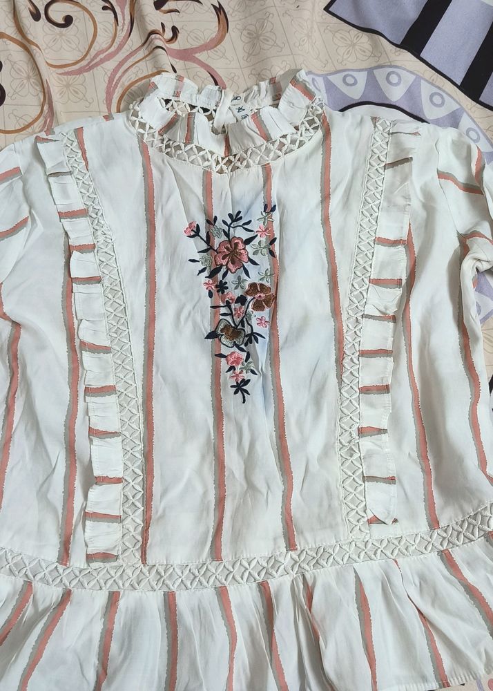 White Top With Embroidery