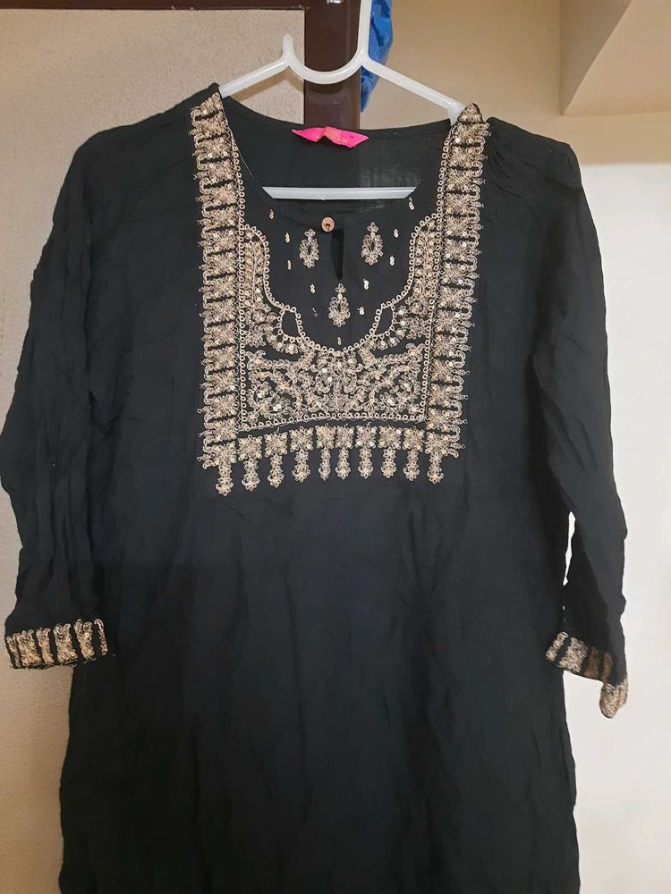 Black Kurti Embroidery Work