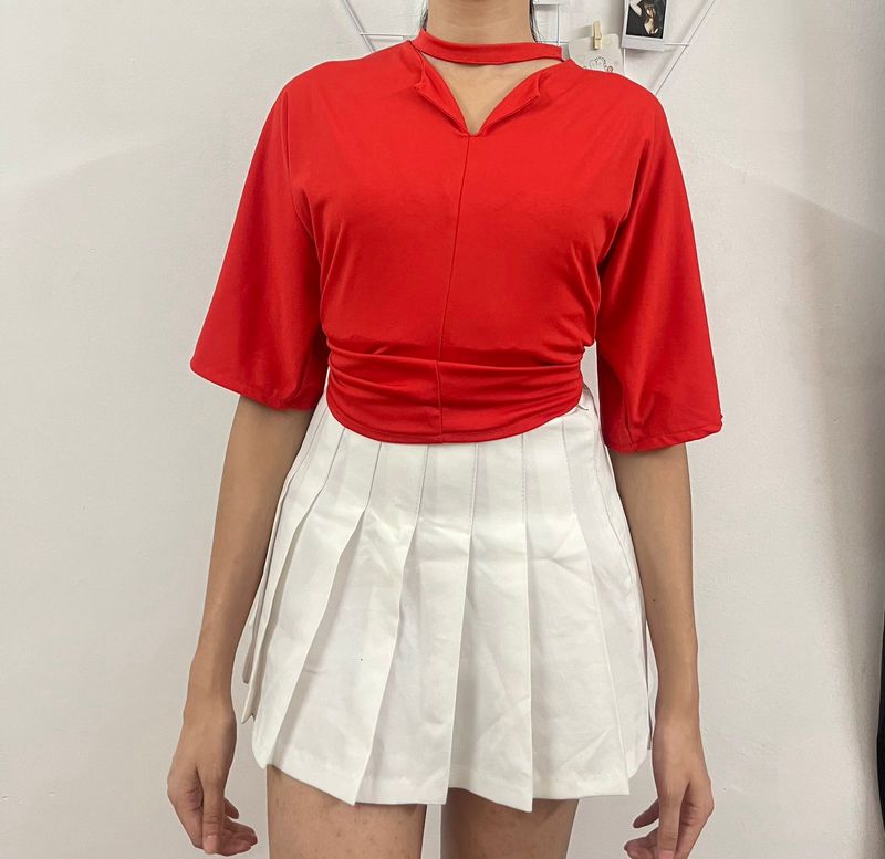 Shein red oversized top