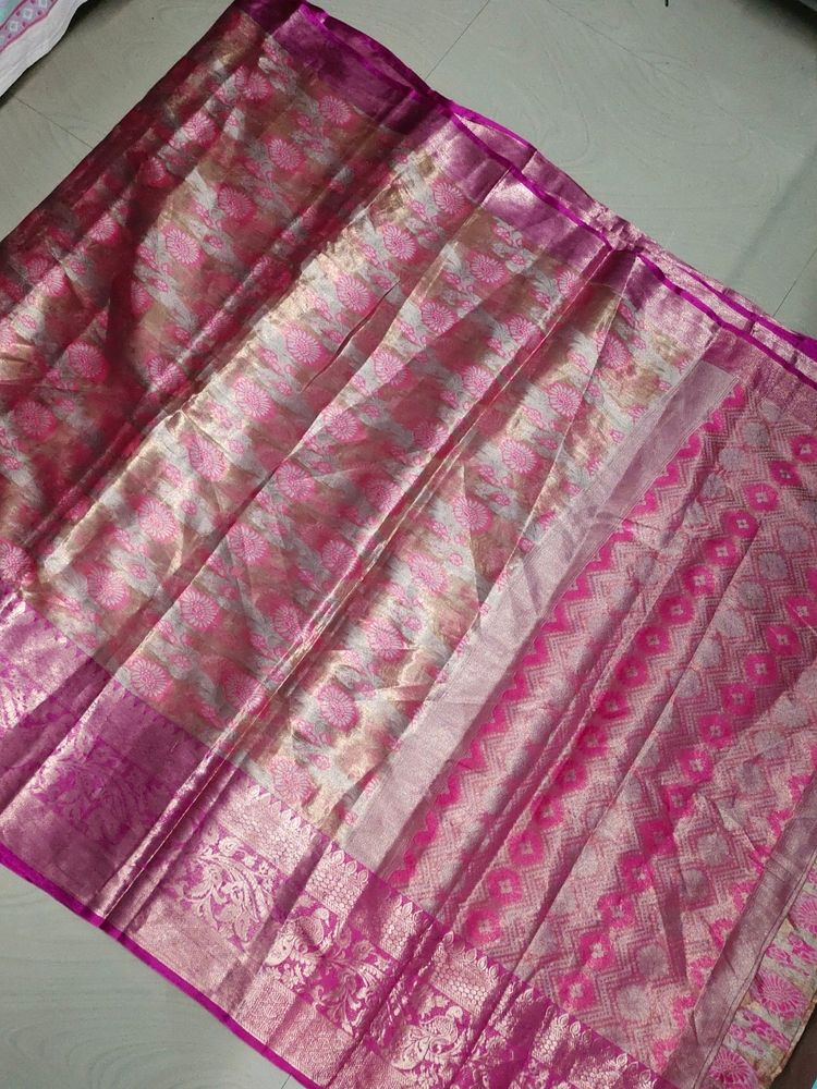 Pink Colour Big Border Pattu Saree