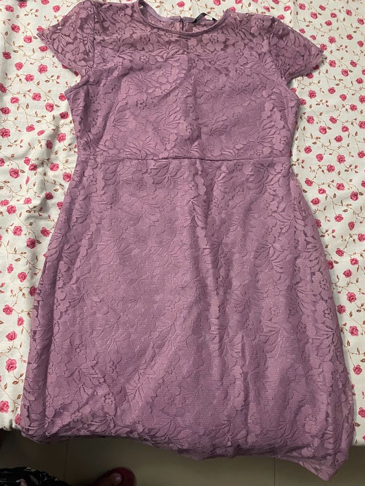 Lacy Lavender Dress For Women (M Size)