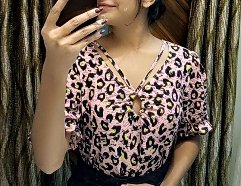 Pink Animal Print Top