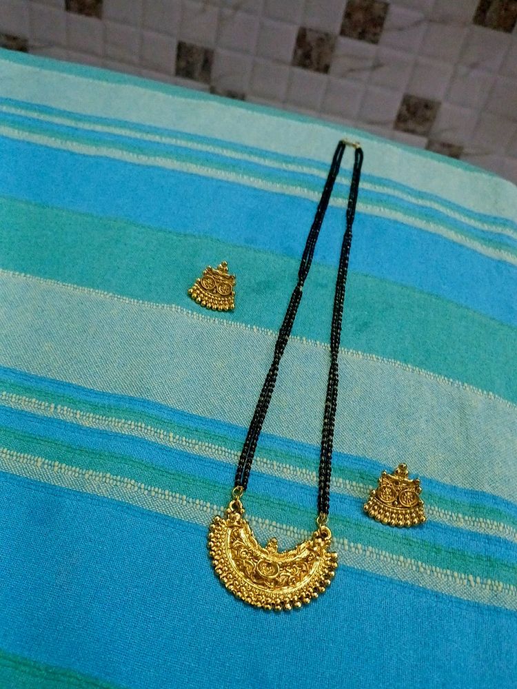 Long Mangalsutra And 1 Pair Earings