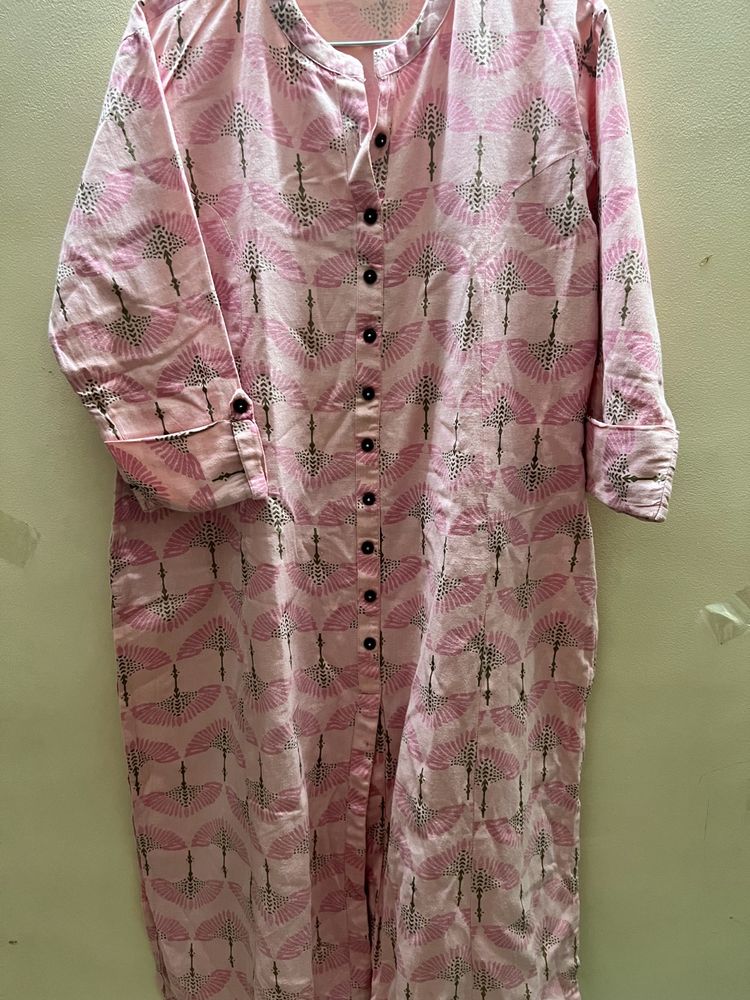 Pink Motifs Printed Kurti