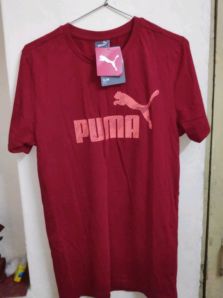 Puma Intense Red Typographic Tshirt Men