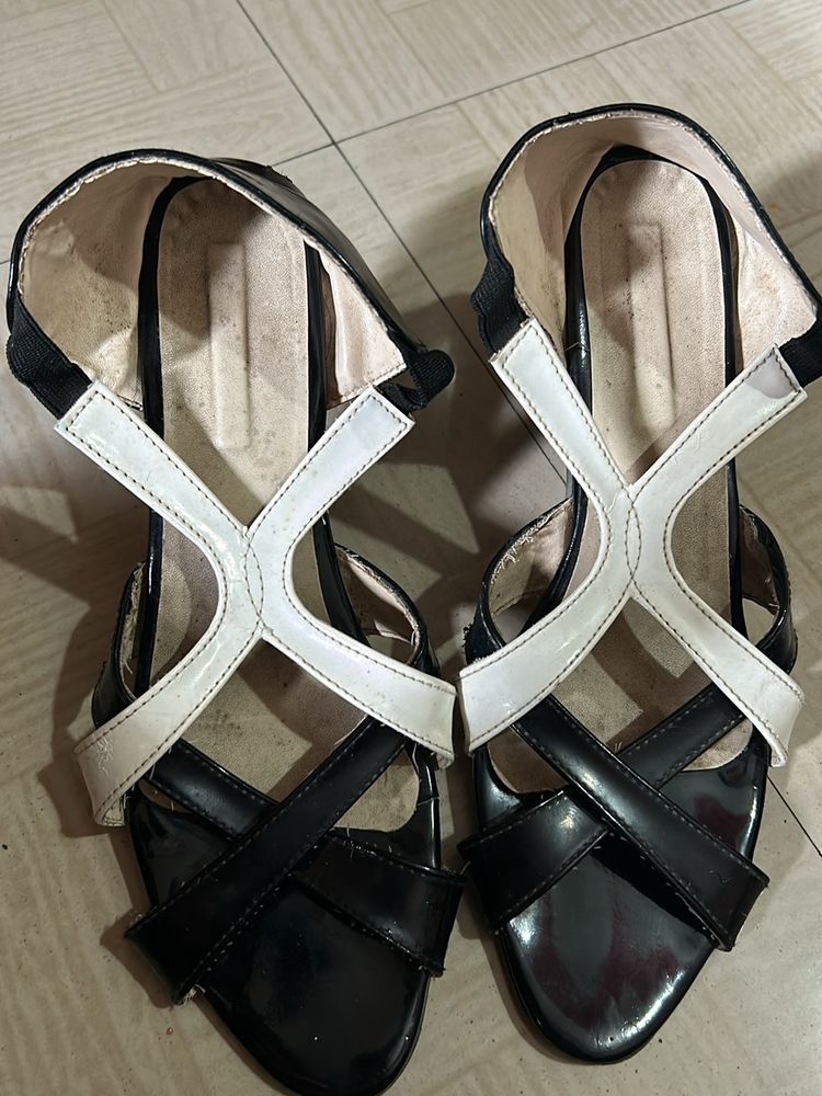 Black And White Cris Cross  Pencil Heels