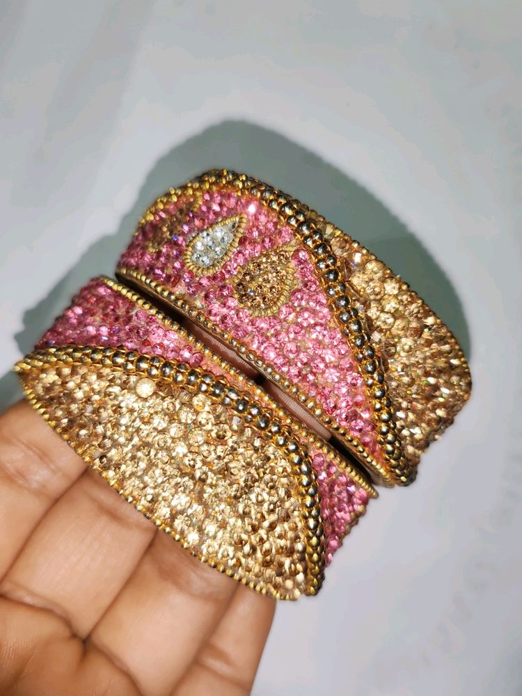 Pink And Golden Colour Bangle