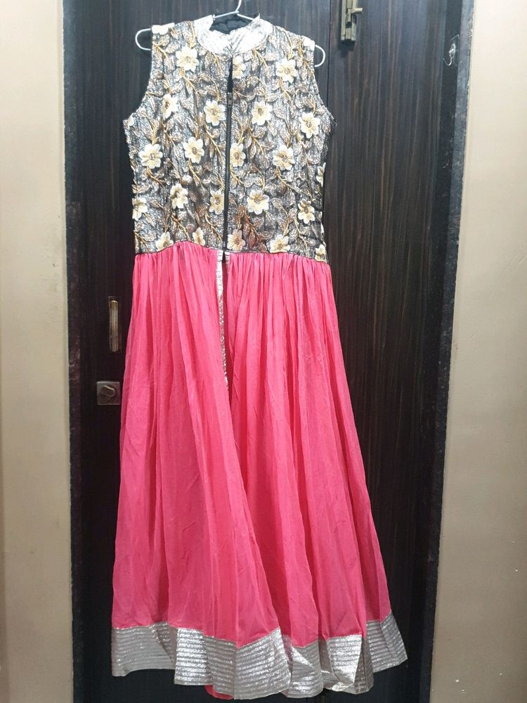 3 Piece Front Open Gown With Dupatta