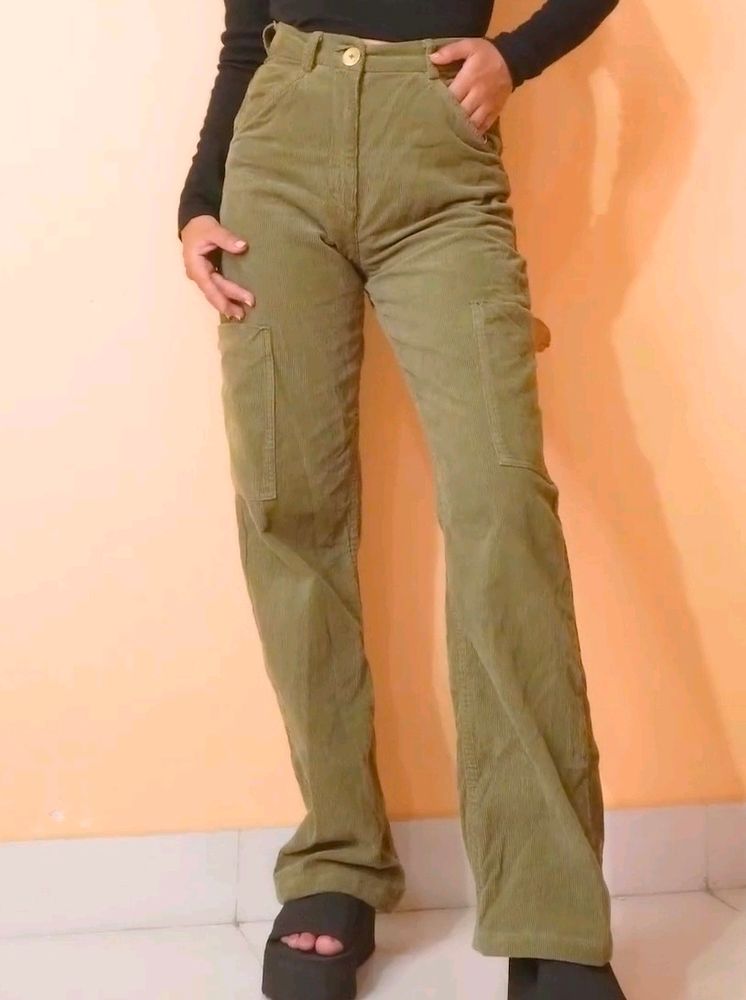 Olive Green Cargo Jeans For Women
