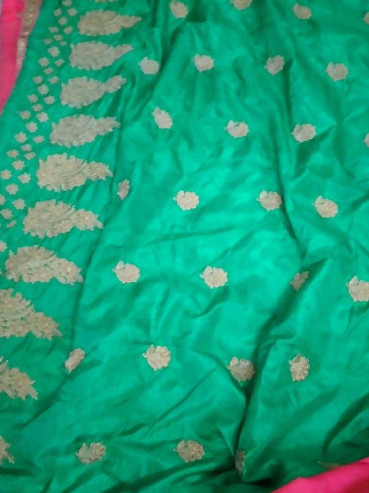 Pink And Green Saree