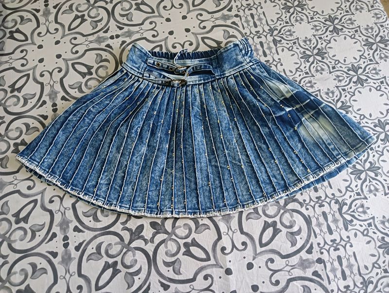 Embellished Party Wear Denim Skirt