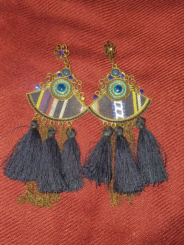 Dark Blue Fur Earings