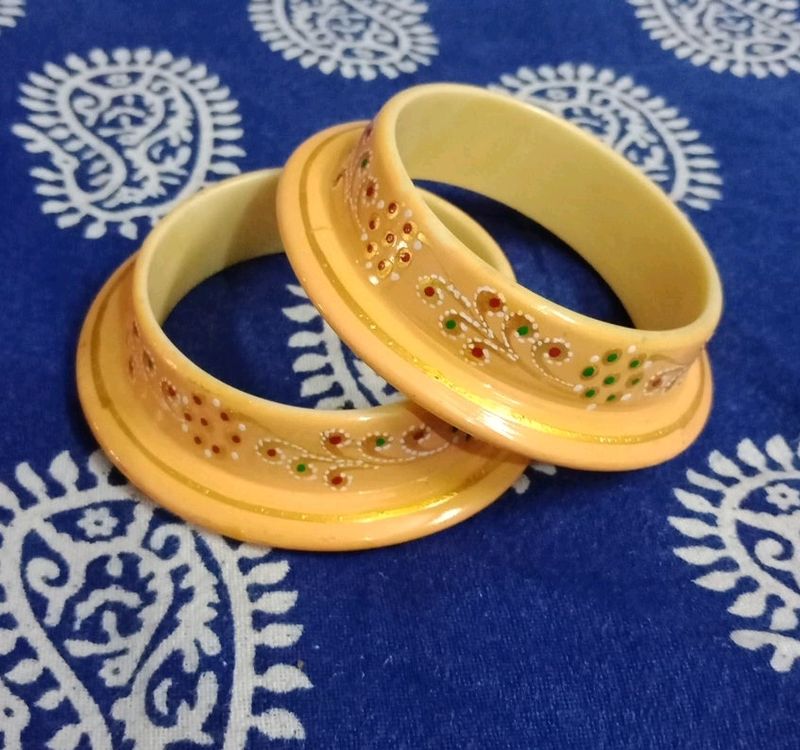 Painting Kada Bangles Peach Color