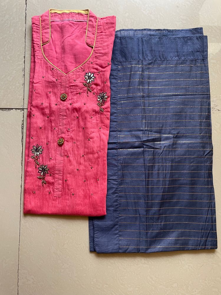 Pink And Blue Kurta Set For Women