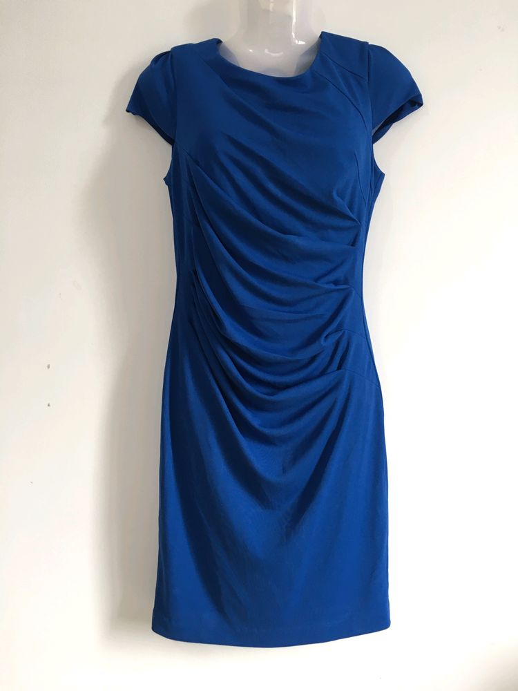 Royal Blue Ruched Sleeveless Dress