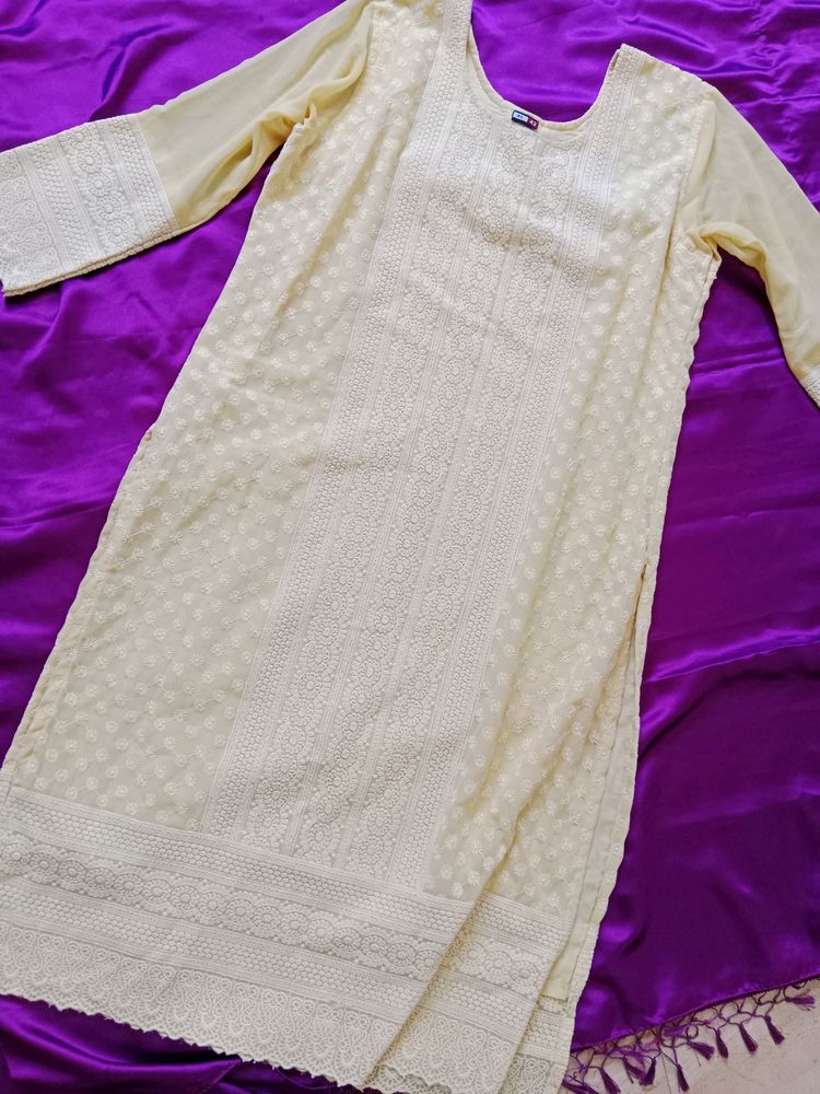 Yellow ChikanKari Kurti ❤️‍🔥