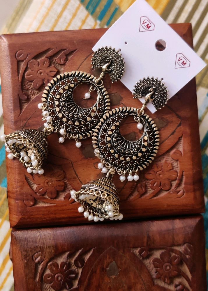 Bronze Colour Peacock Design Jhumka