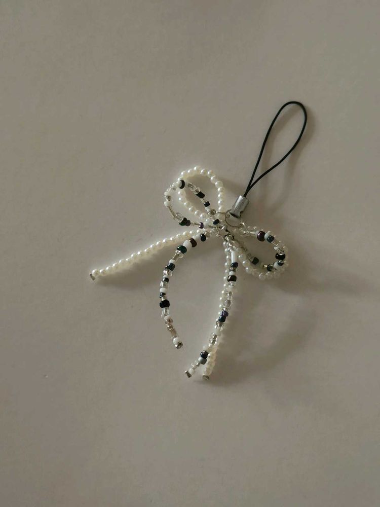 Gothic Beaded Bow Phone Charm