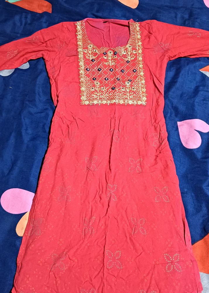 Bandhani Red Kurti