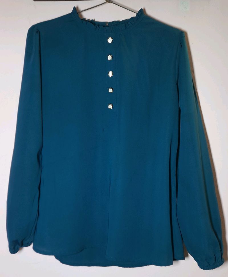 High Neck Top With Bell Full Sleeves