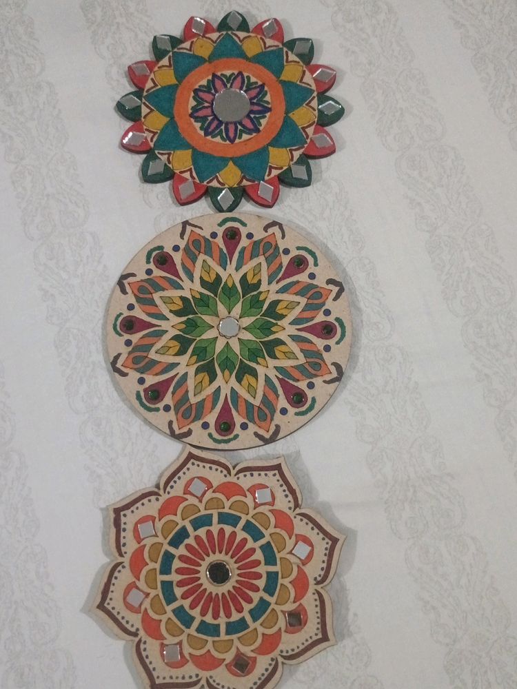 3 Wooden Rangoli Patch 4"