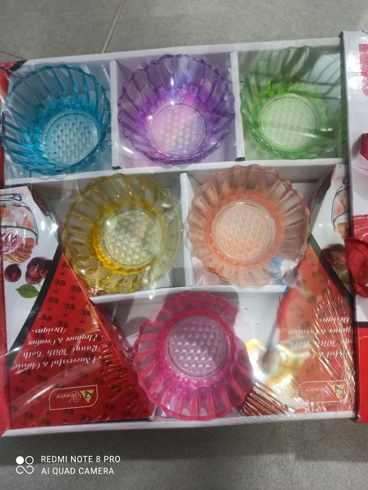 six colorful glassbowl set