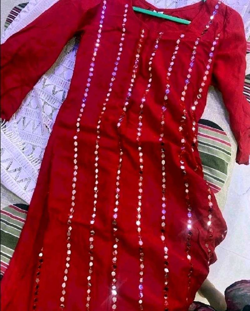 Red Mirror Kurta