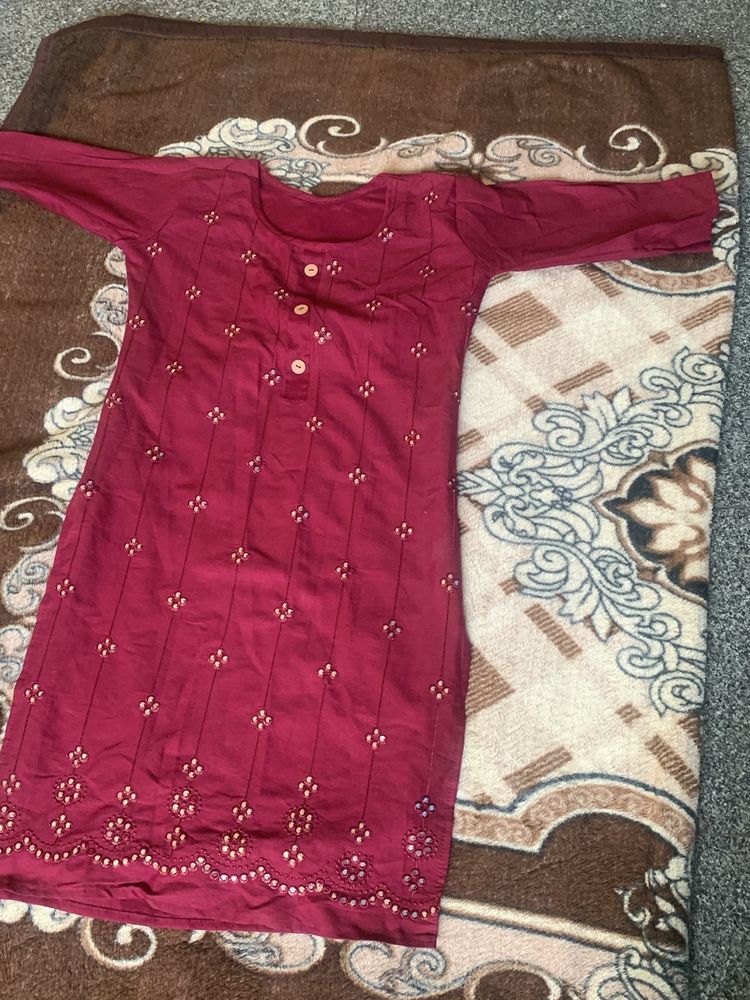 Maroon Kurta