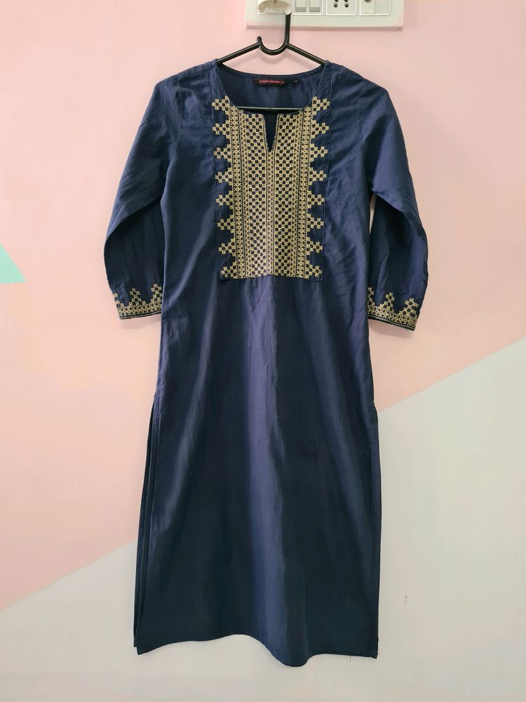 Blue Embroidered Kurta