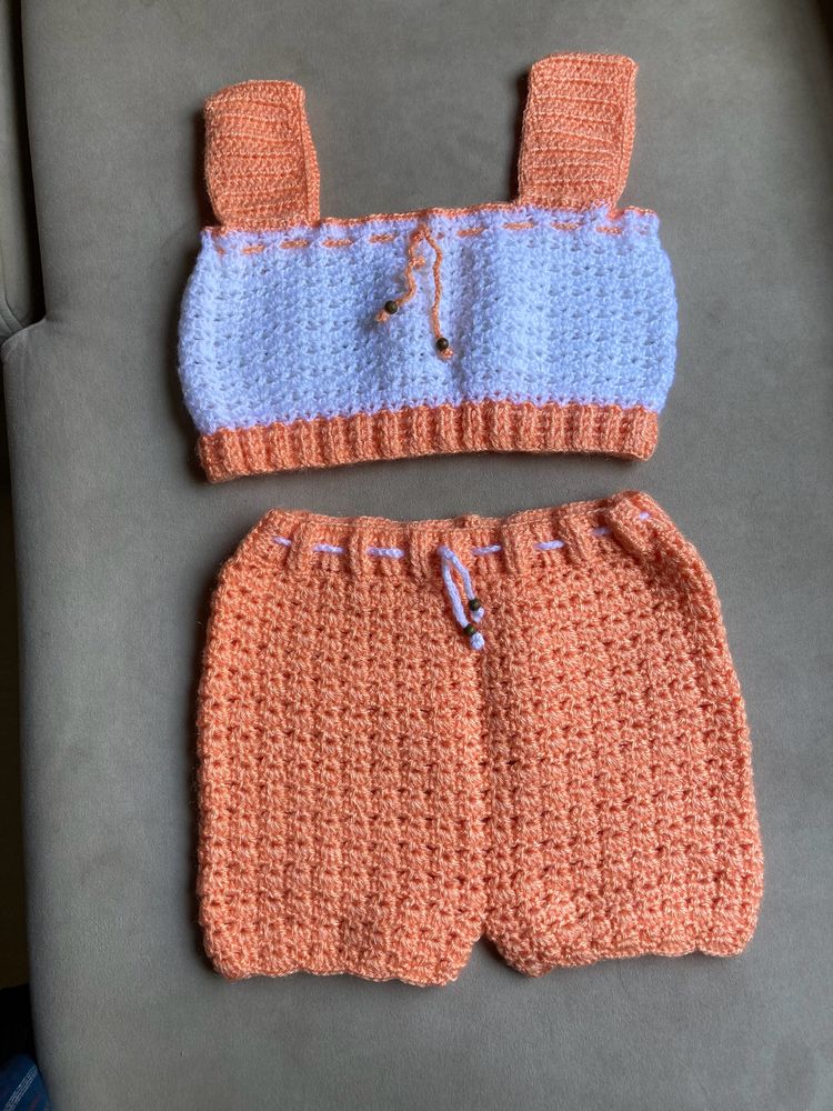 Crochet Top And Shorts Set