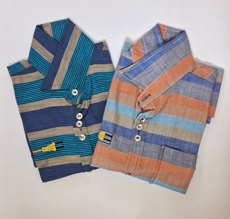 Boys cotton half hand Shirts For 7-8 Years. Set Of