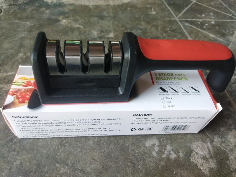 Manual Red Knife Sharpener 3 Stage Sharpening Tool