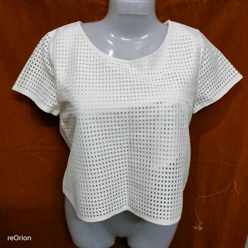 6)  White Net Top