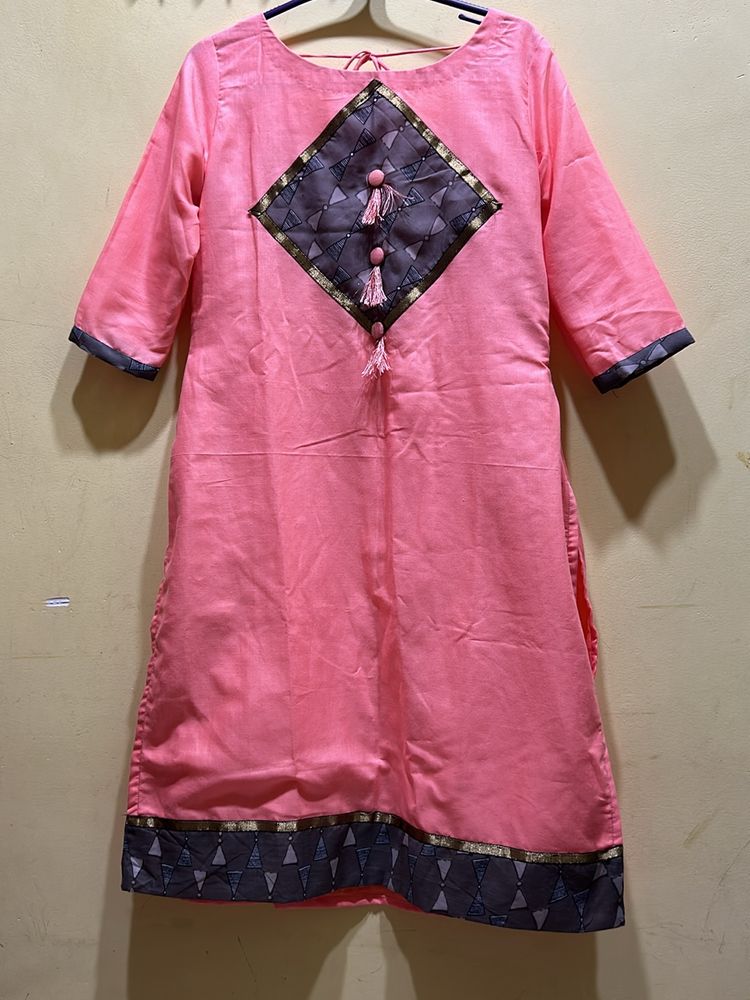 Peach Colour Kurta & Pant With Dupatta Set Size XL