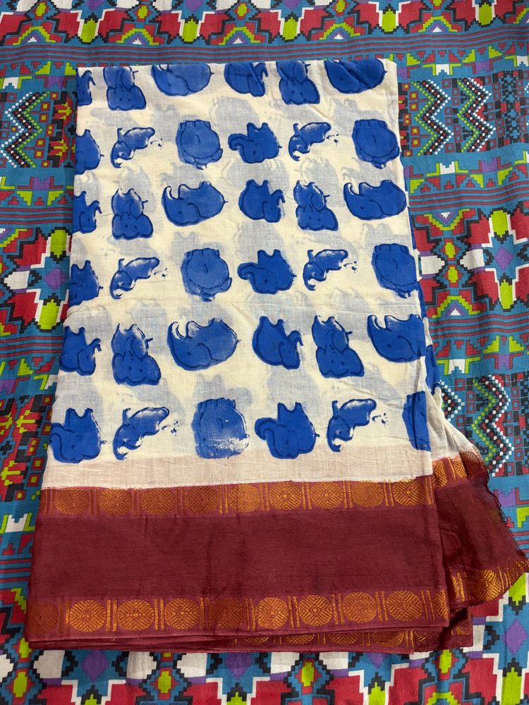 Cotton Ellie Print Sungudi Saree