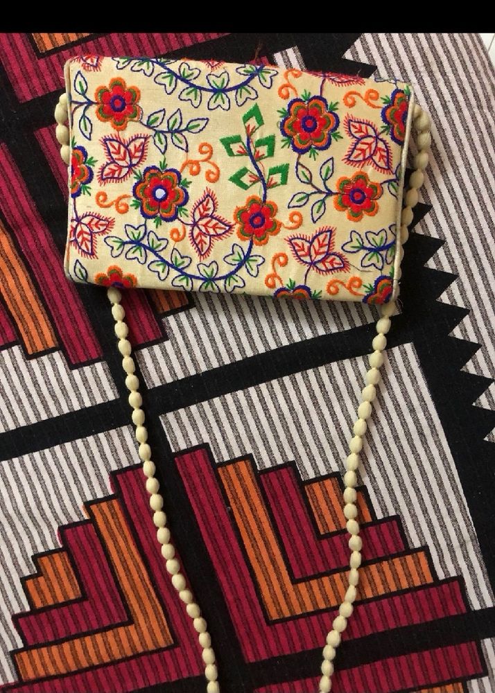 Rajasthani White Sling Bag