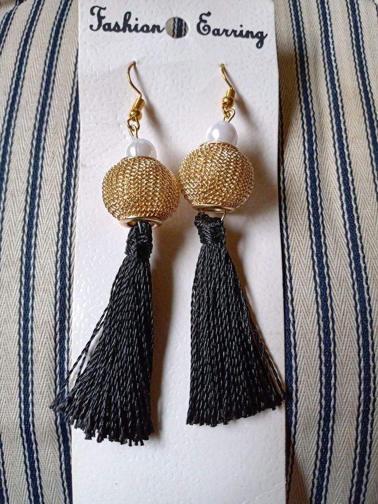 Fancy Black and Gold Earrings