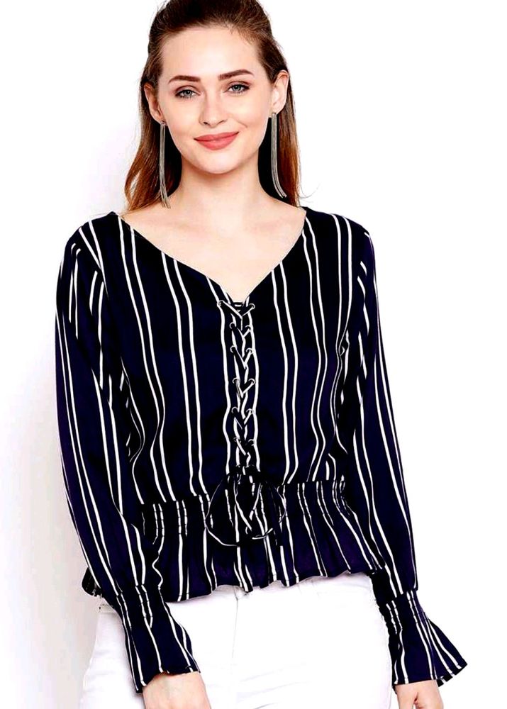 Navy Blue Striped Top